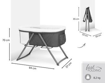 Cestovná postieľka, kolíska Hauck Dreamer, sivá