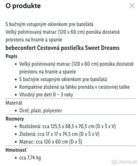 detska cestovna postielka