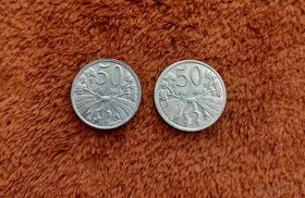 Predám mince 50 hal. 1951, 1952 ČSR, stav 0/0