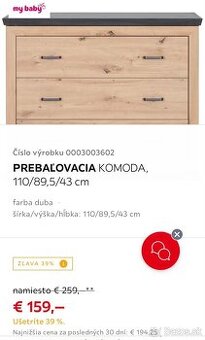 Prebaľovacia komoda