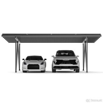 Pristrešok na auto, 2 autá, hliníkový so solárnymi panelmi