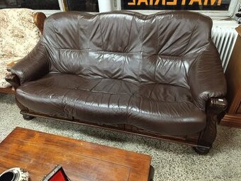 Kožená sedačka, gauč, rustikální nábytek, masív