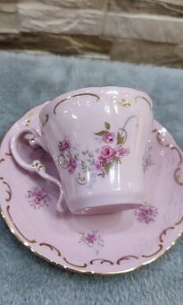 Růžovy porcelán, šalek s podšálkem, Leander
