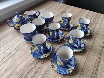 Keramická sada kávových šálok a podšálok