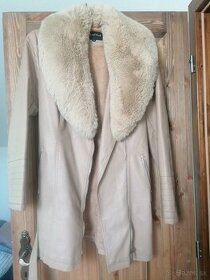 Dámsky béžový kožený kabát v.M - 1