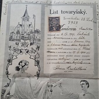 Výučný krajčírsky list 1924