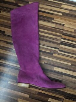 Čižmy nad kolená, koža, veľkosť 36-37 - 1