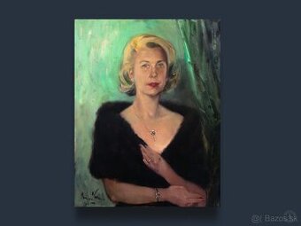 Potrét ženy , Géza T. Biró, olej na plátne, 900 × 700 mm