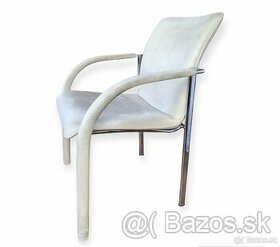 LEOLUX set designových židlí - chromovaná ocel, alcantara