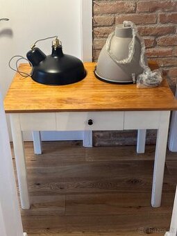 Štýlový drevený VINTAGE stôl so šuplikom a 2x štýlový luster - 1