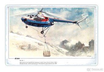 plechová cedule -vrtulník Mi-1 (Československé aerolinie)