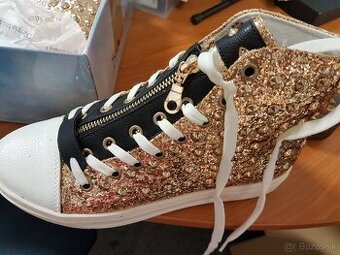 dámske zlaté tenisky so zipsom