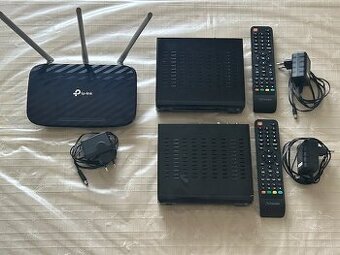 Predám WIFI router TP link a 2 x Satelitný prijímač STRONG