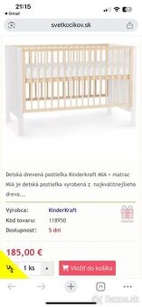 2x DETSKÁ DREVENÁ POSTIEĽKA KINDERKRAFT MIA WHITE + MATRAC