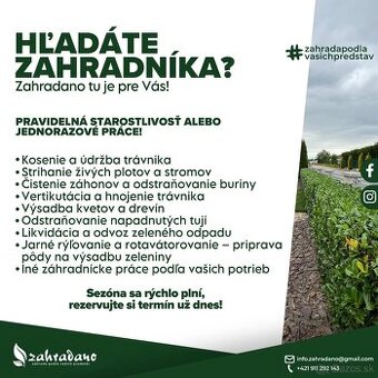 Ponúkame záhradnícke práce