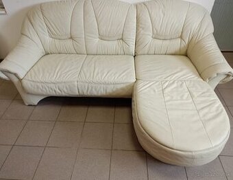 Kožená rohová sedacia súprava - PRAVÁ KOŽA, TOP STAV