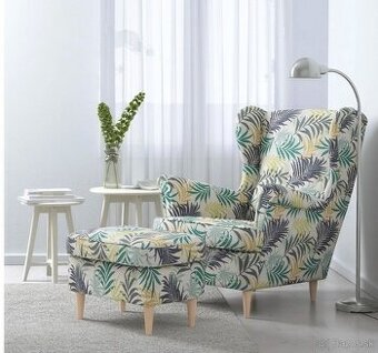 IKEA kreslo Strandmon s podnožkou /ušiak/