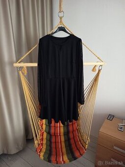 Dámske šaty nové čierne XL priesvitné rukávy - 1