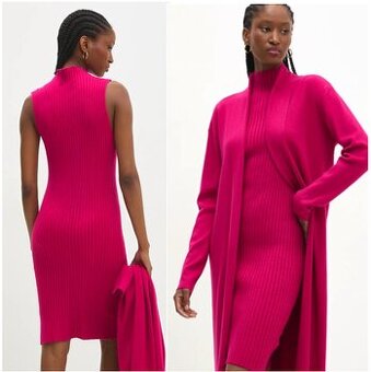 Úpletové šaty a kardigán FUKSIA