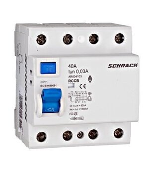 Prúdový chránič Schrack, 40A, 4-pólový, 30mA typ AC AR004103