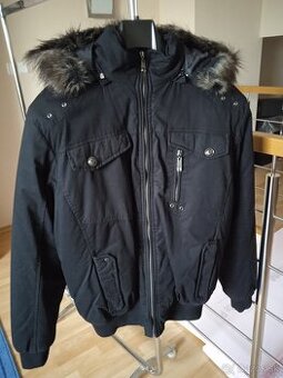 Pánska zimná vatovaná bunda s kapucou čierna/M -nová