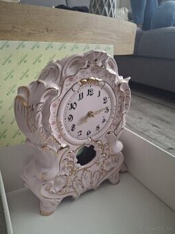 Set krbových hodín + etážovy stôl - ružový porcelán Leander