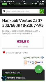 Mokré sliky Hankook Ventus Z-207 W5 300/660R18