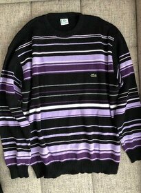 LACOSTE - cierno fialovy sveter oversize, velkost L