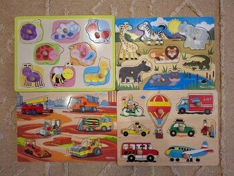 Drevené vkladacie puzzle s úchytmi