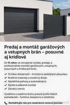 Predaj a montáž brán – garážové, posuvné, krídlové