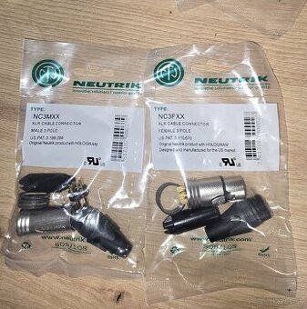 Neutrik konektor XLR NC3FXX a NC3MXX originál a nové