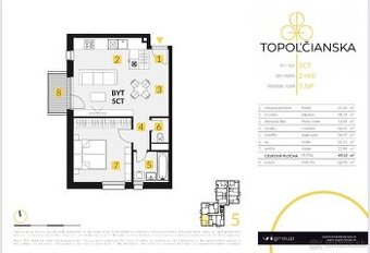 T O P O Ľ Č I A N S K A |  2i byt 49 m² + balkón  |