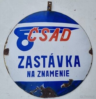 Predám smaltovanú tabuľu zastávka ČSAD na znamenie - 1
