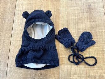 Zimný set pre bábätko (kukla s uškami + rukavičky) – So Cute