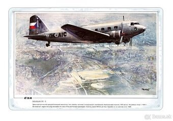 plechová cedule - Douglas DC-2 (Československé aerolinie)