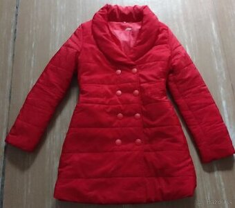 zimná bunda dámska červená, dlhá vel. M