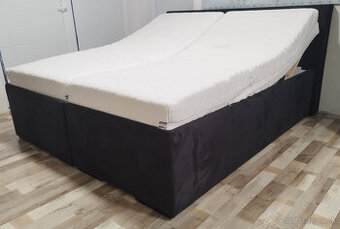 cierna polohovatelna manzelska postel Fines, 180x200x64 cm