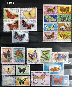 poštové známky - motýle