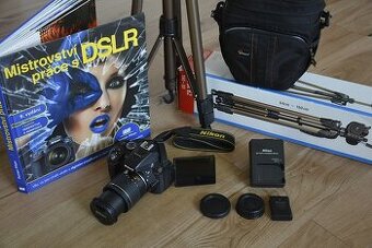 Nikon D5300 wifi - VR objektiv 18 - 55 AF-P + brasna stativ