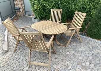 TEAK - Ovalny stol MBM a 4 poloh. stolicky