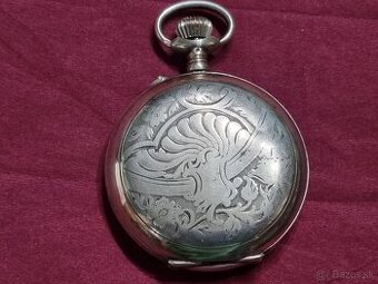 8 dňové,strieborné vreckové hodinky.