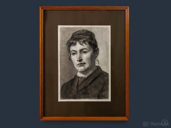 Ženský portrét , Theophil Melicher, uhoľ,  680 × 530 mm