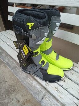 Kvalitné čižmy topánky SHOT sivé žlté fluo