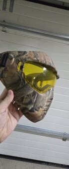 Paintballová/airsoftova maska – camo dizajn, žltý zorník