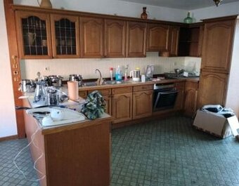 Rustikální dubová linka do U se spotřebiči,6236