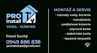 Vodár, kúrenár, inštalatér, Pavol Suchy - Pro Install