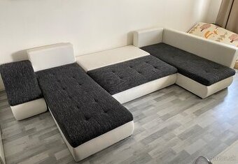 Rozkladací gauč v tvare U s úložným priestorom
