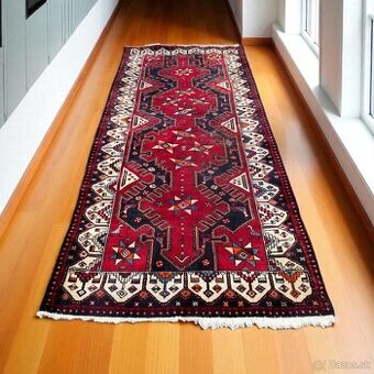 Ručne viazaný dlhý vlnený koberec, 284x127