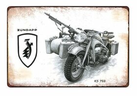 plechová cedule - Wehrmacht motocykl Zündapp KS 750