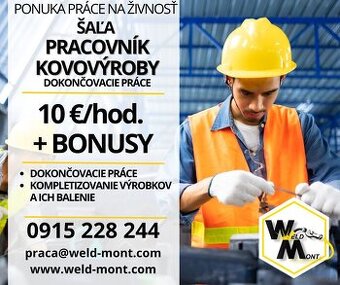 VOĽNÉ PRACOVNÉ POZÍCIE - Dokončovacie práce - Šaľa